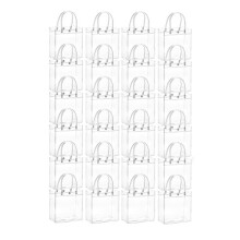 50 Pcs Clear Gift Bags with Handles Reusable Plastic Bags Transparent Candy Bags Gift Wrap Bags Tote Bag 15x20x7cm