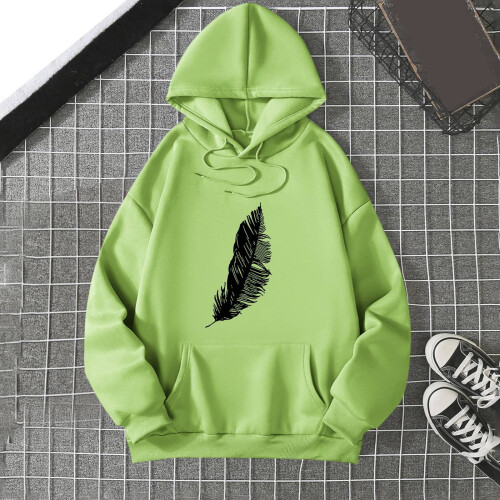 Γυναικεία oversized casual φούτερ με κουκούλα, φαρδιά τυπωμένα φούτερ με στρογγυλή 1