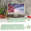 Wireless Retro Keyboard Mouse Combo 2.4G Multi Color Green 16