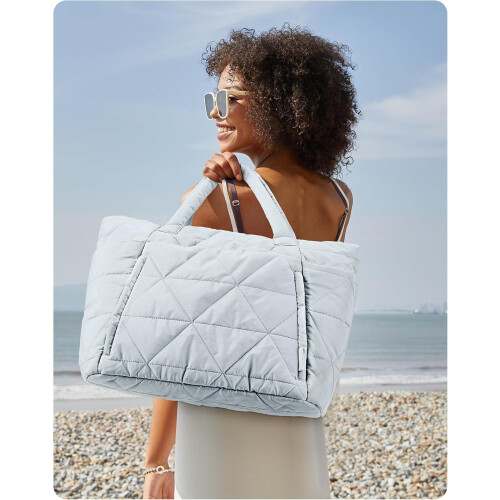Τσάντα Tote για γυναίκες, φουσκωτή τσάντα Tote με φερμουάρ, μεγάλη καπιτονέ τσάντα 1