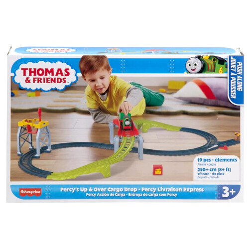 Thomas & Friends 19 Pc Percy Up And Over Cargo Drop Push Along Train Track Set 1