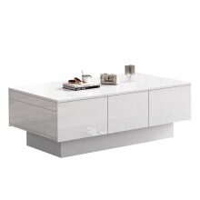 White High Gloss Coffee Table 100x55x35cm with 2 Drawers & Storage