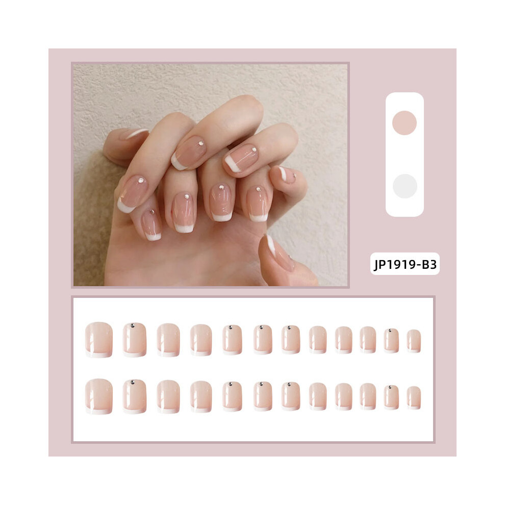 Creation-3C (Jelly Glue Model) 24Pcs Rhinestone French Nail Patches, Removable & Glue-On