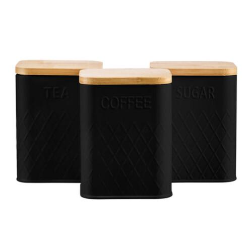 Cooks Professional Cooks Professional 3 Piece Square Kitchen Storage Set with Bamboo Lids | Black 2