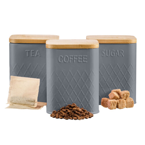 Cooks Professional Cooks Professional 5 Piece Square Kitchen Storage Set with Bamboo Lids | Dark Grey 2