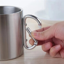 Taza de Acero Inoxidable de 400 Ml para Camping y Viajes con Asa de Mosquetón. Taza Portátil para Picnic, Senderismo y Actividades Al Aire Libre.