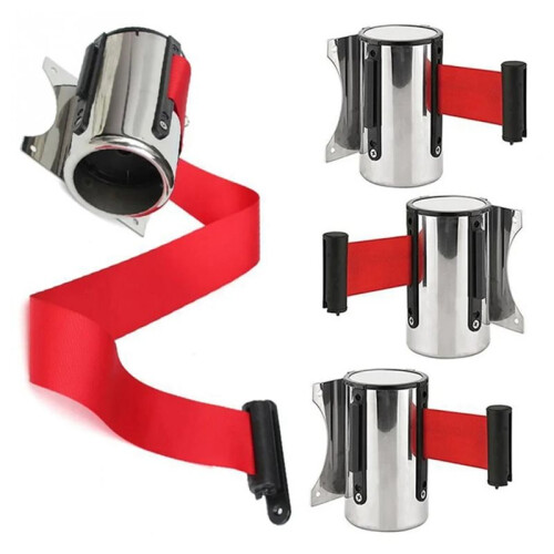 2pcs Retractable Barrier Strips Wall Mount Crowd Control System for Playgrounds and Schools 2