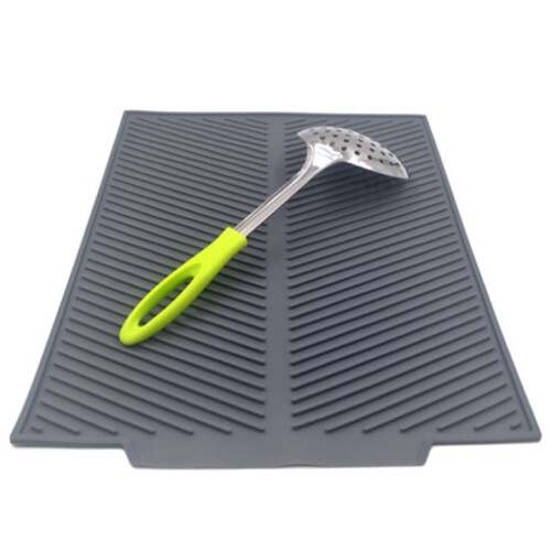 2X Drain Rack Silicone Dish Drainer Tray Large Sink Drying Rack Worktop Organizer Drying Rack for Dishes Tableware Grey 1