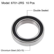 20PCS 6701-2RS 12X18X4 mm Miniature Double Rubber Sealed Deep Bearings