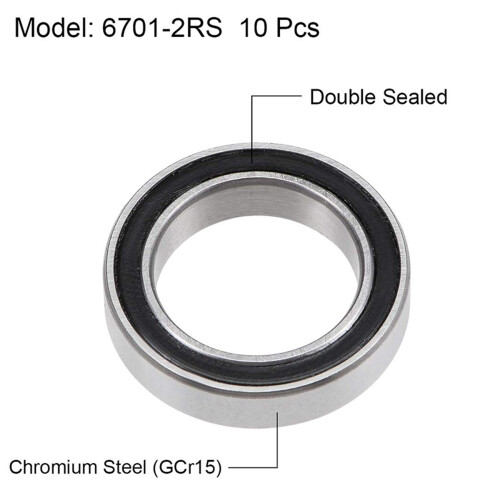 20PCS 6701-2RS 12X18X4 mm Miniature Double Rubber Sealed Deep   Bearings