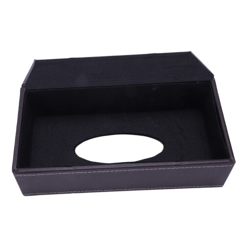 2X Portable Leather Rectangular Tissue Cover Box Holders Case Pumping Paper Hotel Home Car Gift Brown