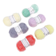6 Rolls Sparkle Pastel Cotton Scrubby Yarn for Crocheting & Dolls