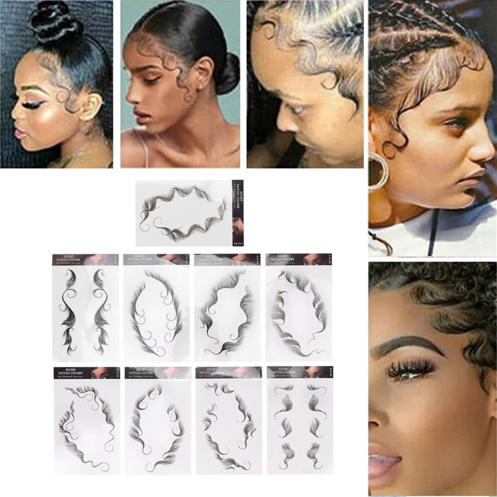 DIY Hair Tattoo Stickers Set â Waterproof Fake Hairline, 9pcs, 11x16cm