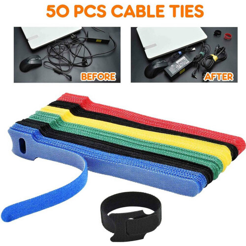 100PCS Reusable Color Mixing Cable Cord Strap Hook Loop Ties Tidy Organiser Tool Fastener Management 2