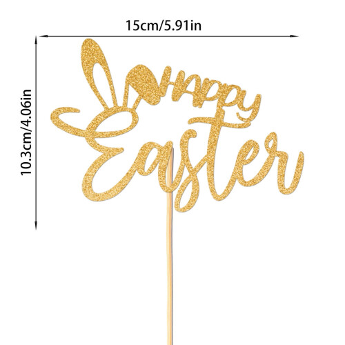 Easter Cake Topper Alphabet Egg Gold Scallion Paper 1 pc 2