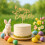 Easter Cake Topper Alphabet Egg Gold Scallion Paper 1 pc 4