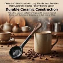 (Black) Heat-Resistant Ceramic Coffee Spoon - 50 Char