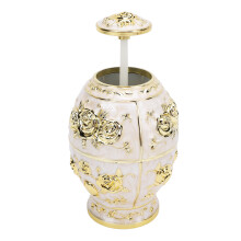 Innovative Egg-Shaped Metallic Finish Plastic Toothpick Holder Box