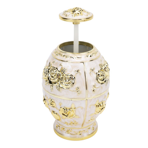 Innovative Egg-Shaped Metallic Finish Plastic Toothpick Holder Box