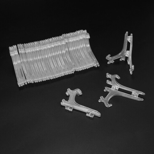 3 Inch Clear Plastic Stand Cookie Holder Display Stand Place Card Holder Display Easels(48 Pack) 2