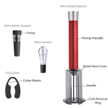 2X Air Pump Wine Bottle Opener Air Pressure Vacuum Red Wine Stopper Beer Lid Stainless Steel Opener Corkscrew Out Tools