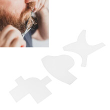 3pcs Beard Shaping Card Set, ABS Facial & Hairdressing Tool, White