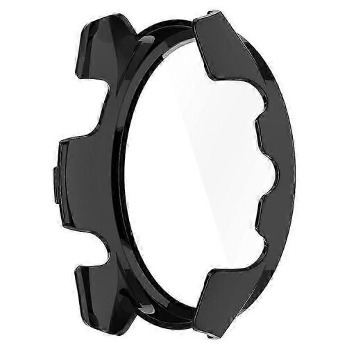 (Black) Compatible For Garmin Forerunner 265S Anti-scratch PC Watch Case with Tempered Glass Screen Protector 1