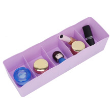 Plastic Drawer Organizer Cubes for Underwear, Socks, 5 Grids, Purple