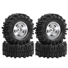 Aluminum Beadlock Wheels and Crawler Tires 1.3 Inch Set, Super Soft Grip AllTerrain Performance for SCX24 and TRX4M