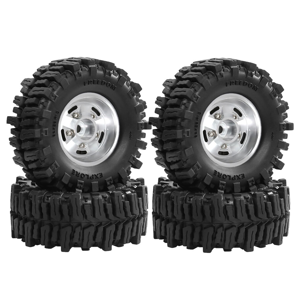 Aluminum Beadlock Wheels And Crawler Tires 1.3 Inch Set, Super Soft Grip Allterrain Performance For Scx24 And Trx4m 9092120233605
