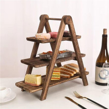 2X Three Tier Wooden Tray Organizer Rack Farmhouse Tiered Cupcake Stand Food Table Decorative Display Set