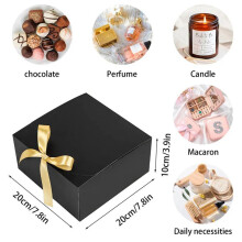 Scatole Regalo Nere da 20 Pezzi con Coperchi, Scatola per Proposte di Testimoni Dello Sposo 8X8X4 Pollici, Confezione Regalo Nera di Lusso con Nastro
