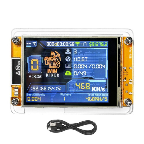 4X NMIner NerdMiner V2 468KH/S Hashrate BTC Solo Lottery Miner ESP32 2.8 Polegadas  Display Bitcoin Crypto Lottery Miner 1