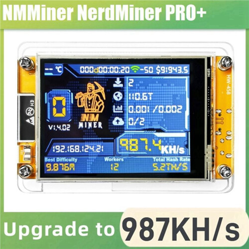 4x NMiner NerdMiner Harshrate Atualizado 987KH/S 2,8 Polegadas  Display Bitcoin Crypto Solo Lottery Miner NerdMiner 2