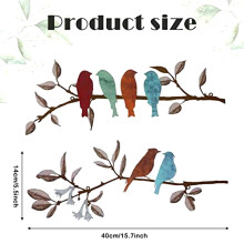 4 Pcs Metal Birds Wall Art Vivid Birds Branch Metal Birds Wall Decor Hanging Leaves with Birds Outdoor Wall Decor
