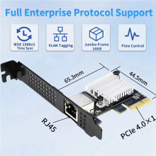 2X Neue 10G-Ethernet-Netzwerkkarte, 1 Port, PCIe 4.0 X1, 10G RJ45 LAN-Karte für Realtek 8127 (PXE), Multi-Gigabit-Netzwerkgeschwindigkeiten
