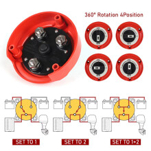 2X Car Dual Battery Selector 400A 6-32V 4 Position Power Cut Off Battery Isolator for Marine Boat RV Truck