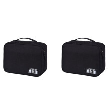 2X Borsa Portaoggetti Portatile per Cavi USB Impermeabile Caricabatterie per Linea Dati Organizador per Organizer Elettronico da Viaggio Nero
