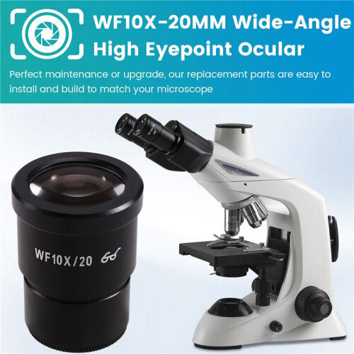 2PCS WF10X-20MM Wide-Angle High Eyepoint Ocular for Binocular Trinocular Stereo Microscope Installation Interface 1