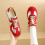Suede Loafers Casual Flat Shoes Red Size 41 7