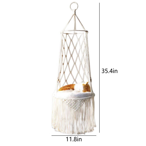 Space-Saving Window Mounted Cat Hammock Bed with Perch for Large Cats and Small Pets 2