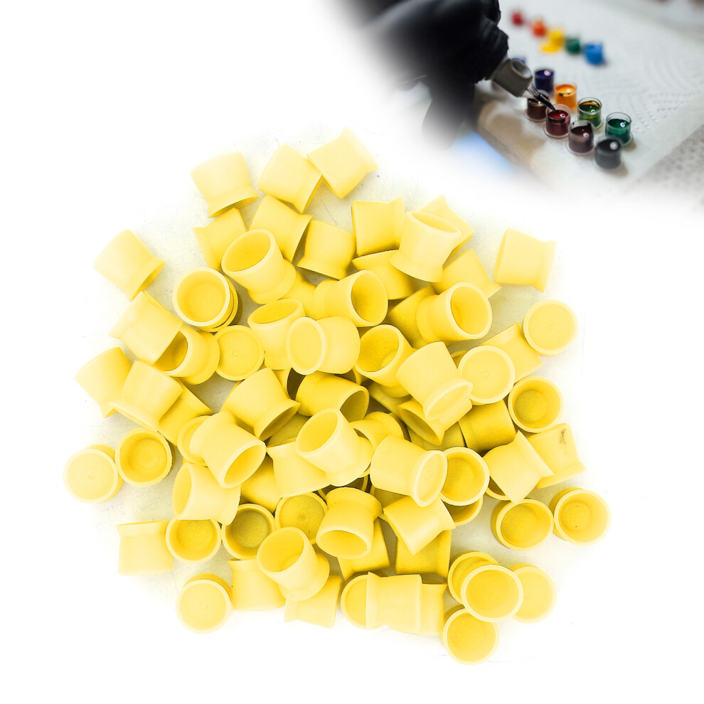 Yellow 300Pcs Silicone Tattoo Ink Pigment Cups, 15Mm Diameter