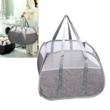 90L Foldable Laundry Hamper with Handles, Grey, Thick Oxford Cloth