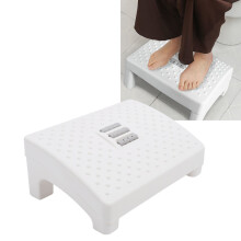 Comfortable White Plastic Footrest Stool 39.5x28cm with Massage Roller