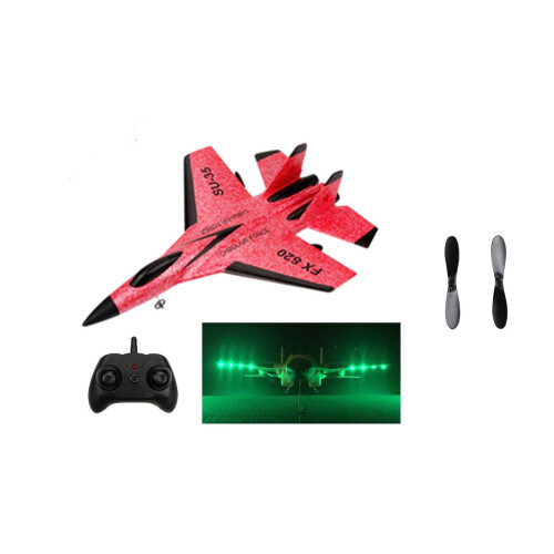 RC Glider Airplane with LED Lights 2.4GHz Red 1