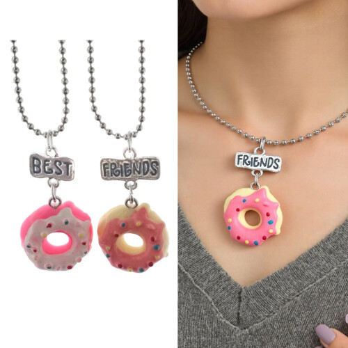 Conjunto de 2 acessórios para colar da amizade com pingente de bolo e doce 1