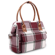 Large Capacity Diaper Bag with Insulated Bottle Pocket, Travel Baby Nappy Tote Handbag White Red