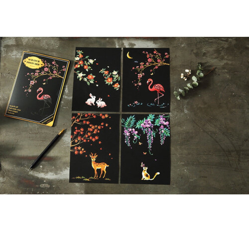 Magic Scratch Art Paper with Drawing Stick 4 Pieces 1