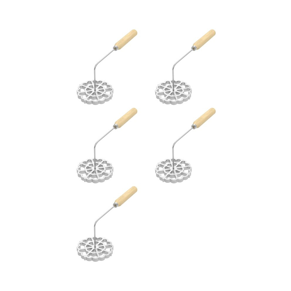 Semoic 5X Bunuelos Mold With Wooden Handle, Aluminum Bunuelos Cookie Mold, Detachable Rosette Maker Rosette Timbale Iron Set