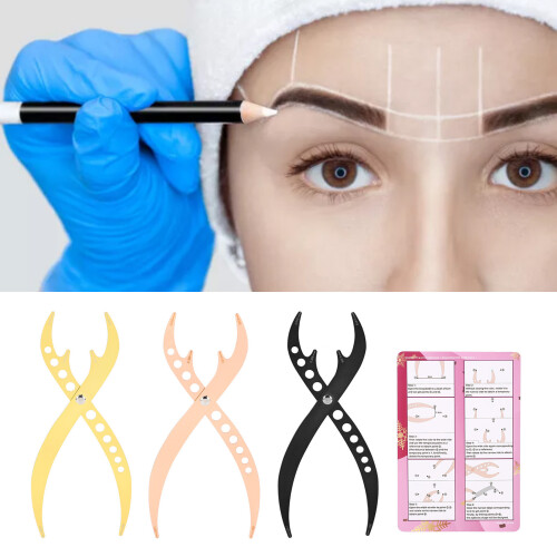 3pcs Eyebrow Stencil Ruler Set, Reusable Microblading Measure Tool 14.5cm